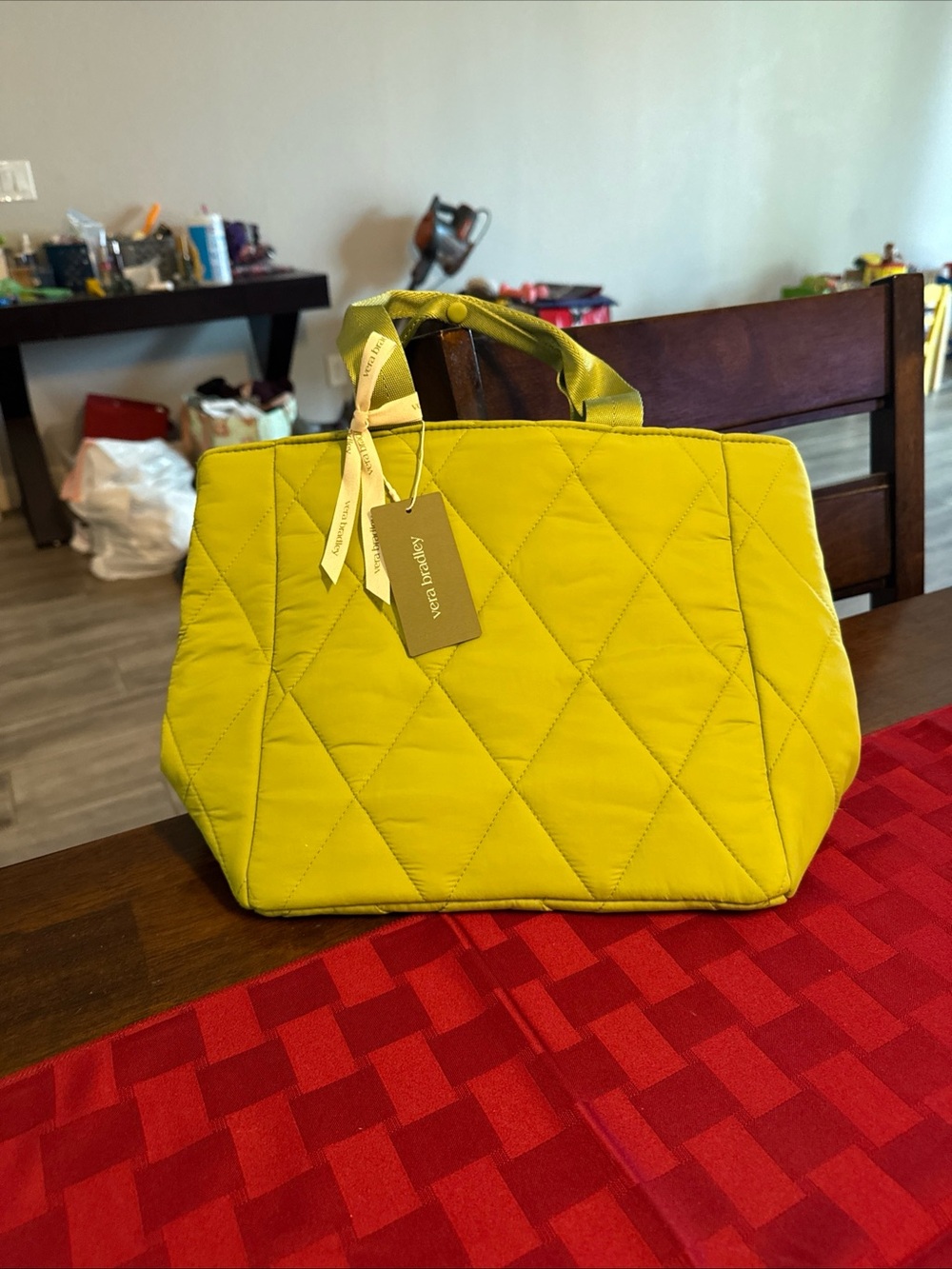 Vera Bradley green  Quilted lunch tote Bag